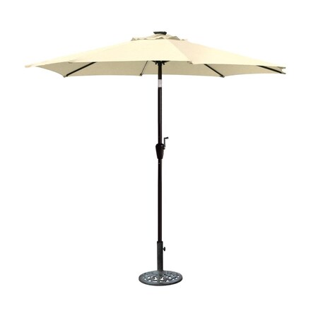 Jeco 9 ft. Aluminum Umbrella with Crank & Solar Guide Tubes - Brown Pole & Tan Fabric OF-UB106